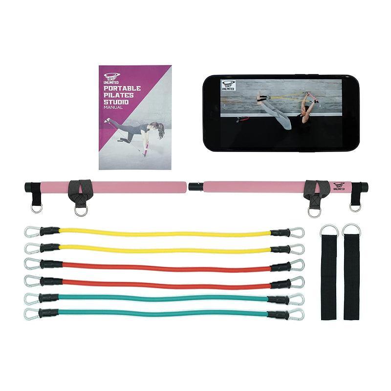 Portable Home Gym With Pilates Bar Kit + Video + 6 Resistance Bands - Waha Lifestyle