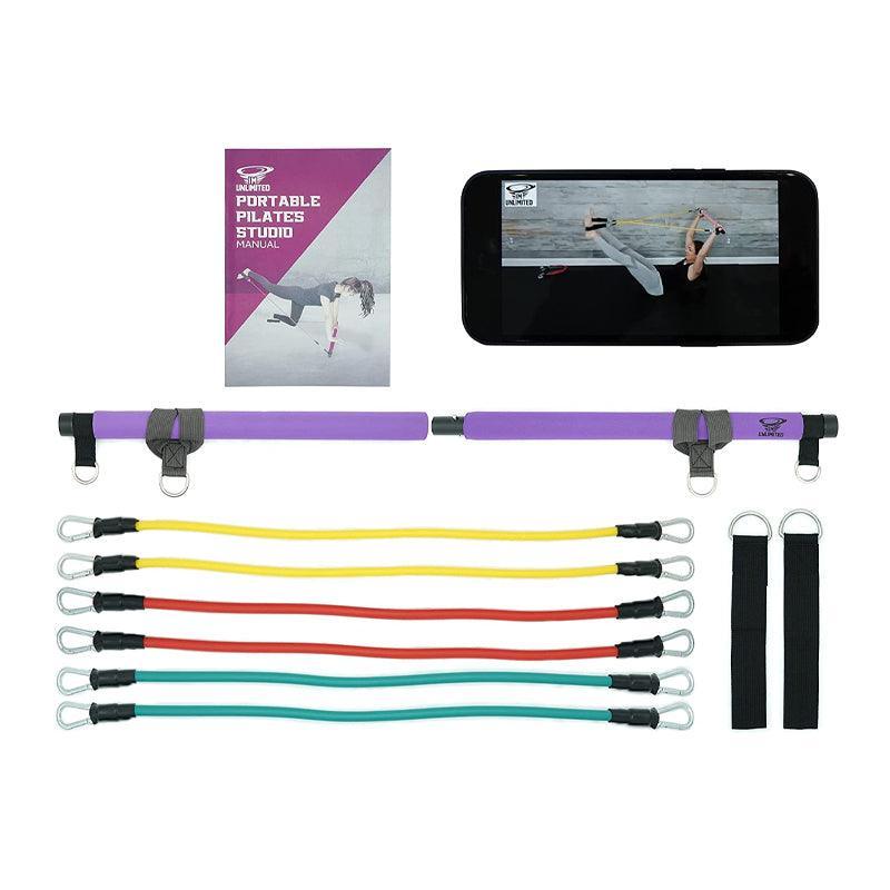 Portable Home Gym With Pilates Bar Kit + Video + 6 Resistance Bands - Waha Lifestyle