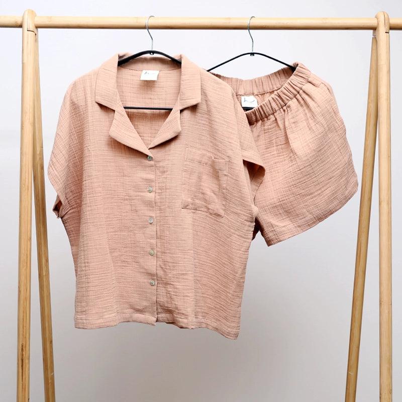 Porto Casual Two - piece Cotton Set - Light Peach - Waha Lifestyle