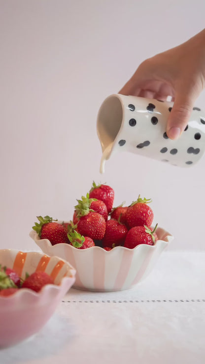 Hand-painted Scalloped Ceramic Cereal Bowl