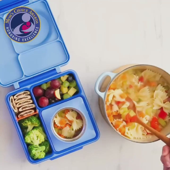 OmieBox Insulated Kids Bento Lunch Box with Leakproof Thermos Food Jar 3 Compartments