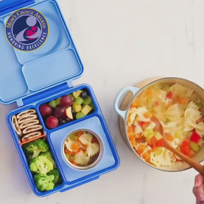 OmieBox Insulated Kids Bento Lunch Box with Leakproof Thermos Food Jar 3 Compartments