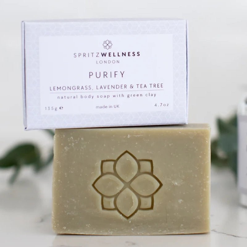 SPRITZ WELLNESS Purify Green Clay Natural Body Soap - Lemongrass, Lavender, Tea Tree &amp; Eucalyptus - Waha Lifestyle