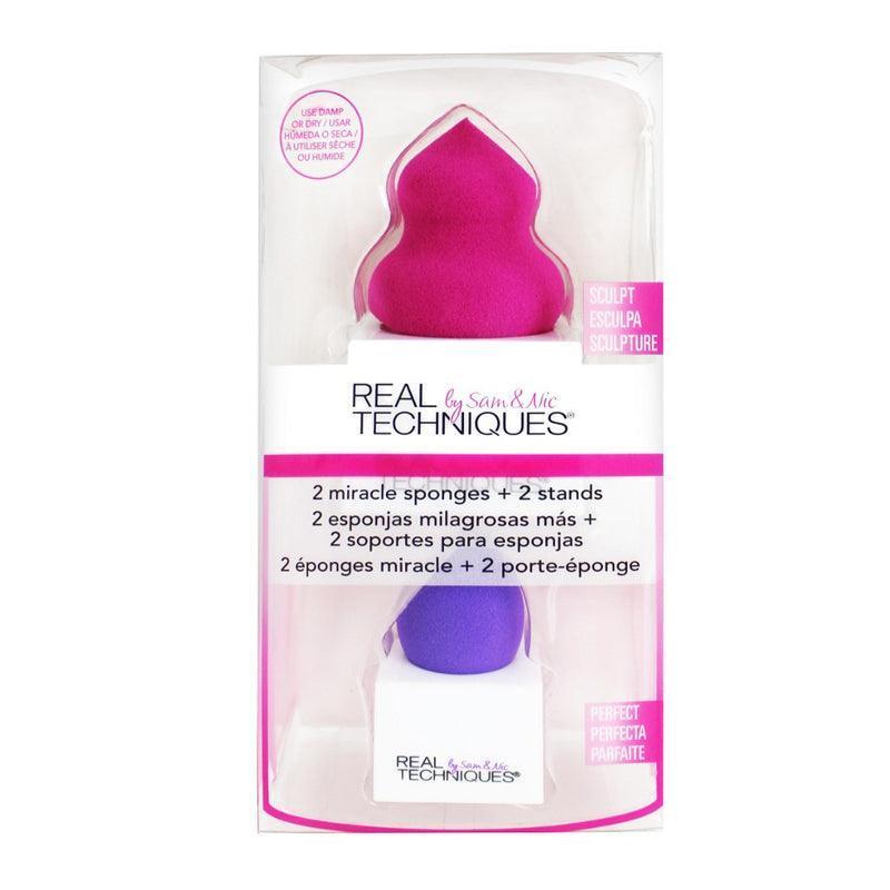 Real Techniques 2 Miracle Sponges + 2 Stands - Waha Lifestyle