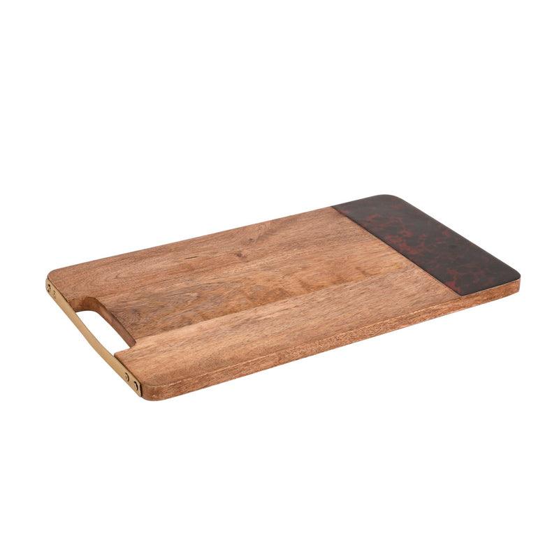 Rectangular Mango Wood Serving Board with Tortoise Shell Resin Edge - Waha Lifestyle