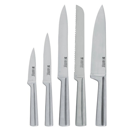 Five Pieces Knife Set With Acacia Wood Storage Block