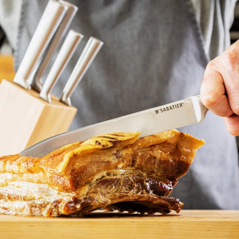 Five Pieces Knife Set With Acacia Wood Storage Block