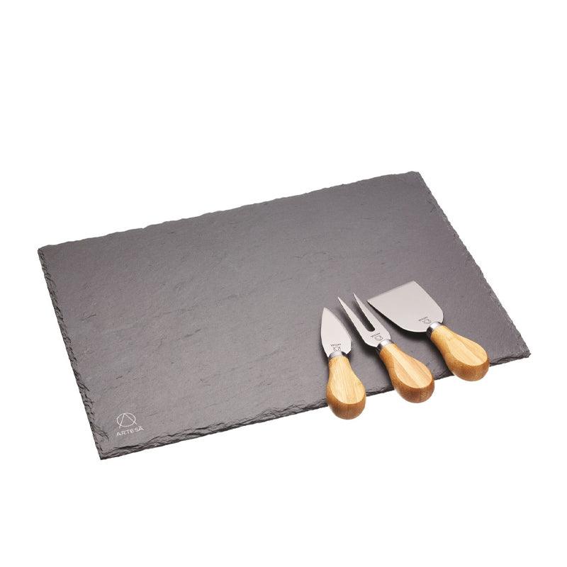 Serving Cheese Platter &amp; Knife Set - 4pcs - Waha Lifestyle