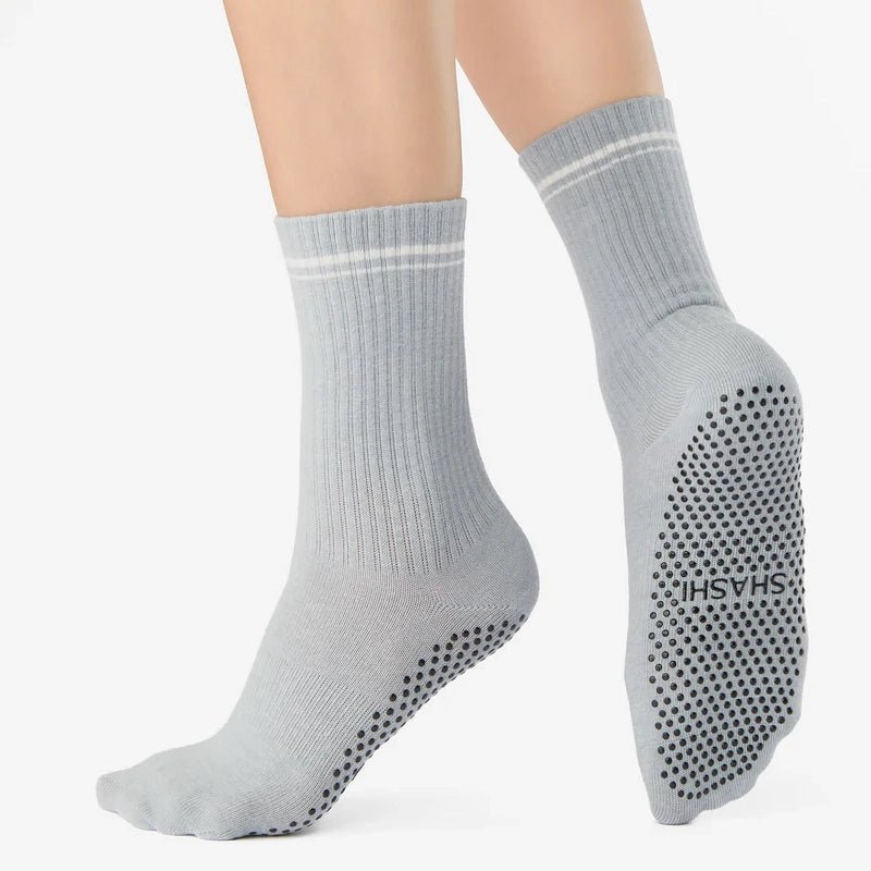 Halo Crew Grip Socks for Workouts - Heather Grey