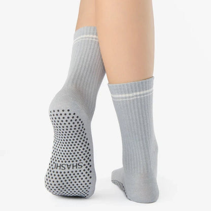 Halo Crew Grip Socks for Workouts - Heather Grey