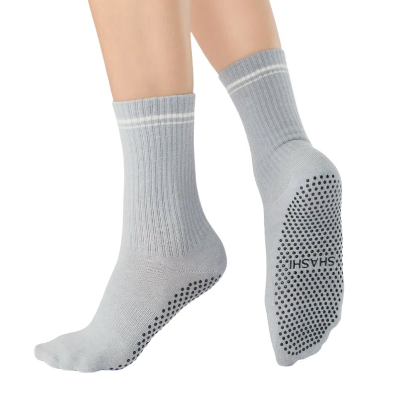 Halo Crew Grip Socks for Workouts - Heather Grey