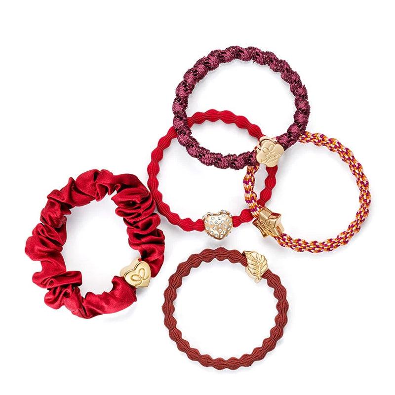 Silk Hair/ Wrist Band Set - The Burgundy Box - 5pcs - Waha Lifestyle