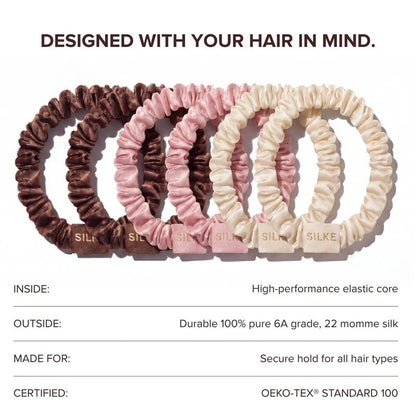 Silk Hair Scrunchies Set – Skinny - 6pcs