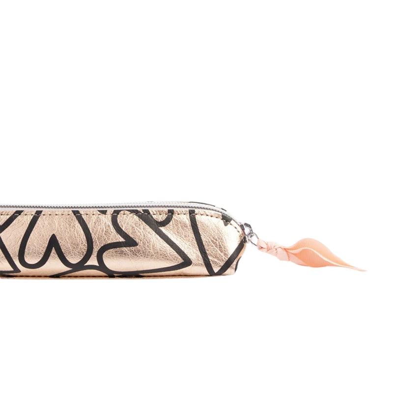 Slim Pencil / Makeup Case with Monochrome Stripe Lining - Waha Lifestyle