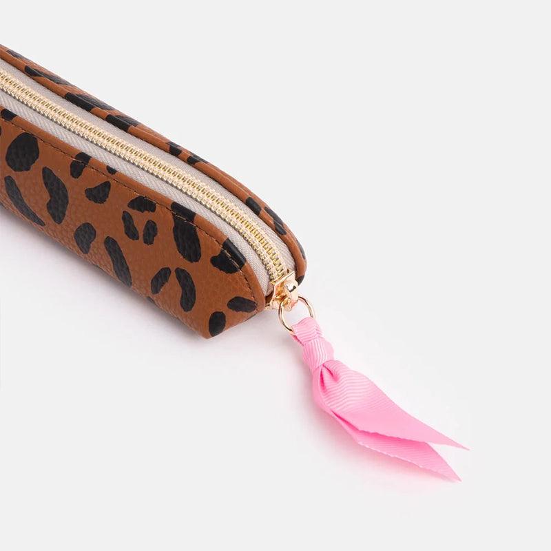 Slim Pencil / Makeup Case with Monochrome Stripe Lining - Waha Lifestyle