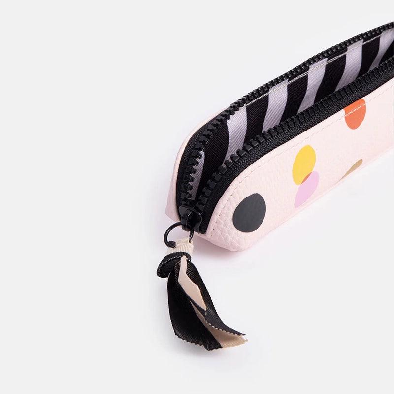 Slim Pencil / Makeup Case with Monochrome Stripe Lining - Waha Lifestyle