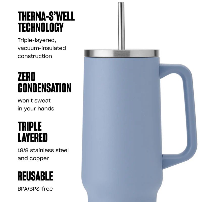 Stainless Steel Tumbler XL with Straw and Handle - 1180ml - Waha Lifestyle