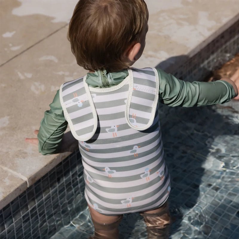 Baby Swim Vest - Sammy the Seagull Green Stripe
