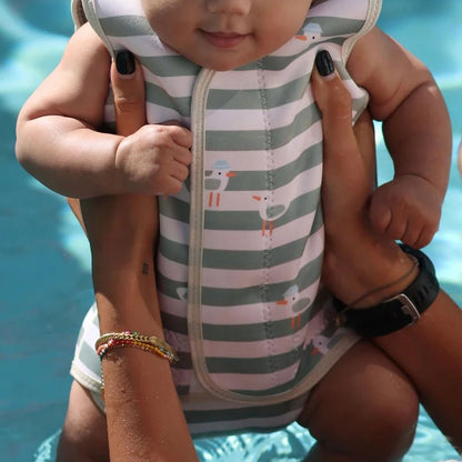 Baby Swim Vest - Sammy the Seagull Green Stripe