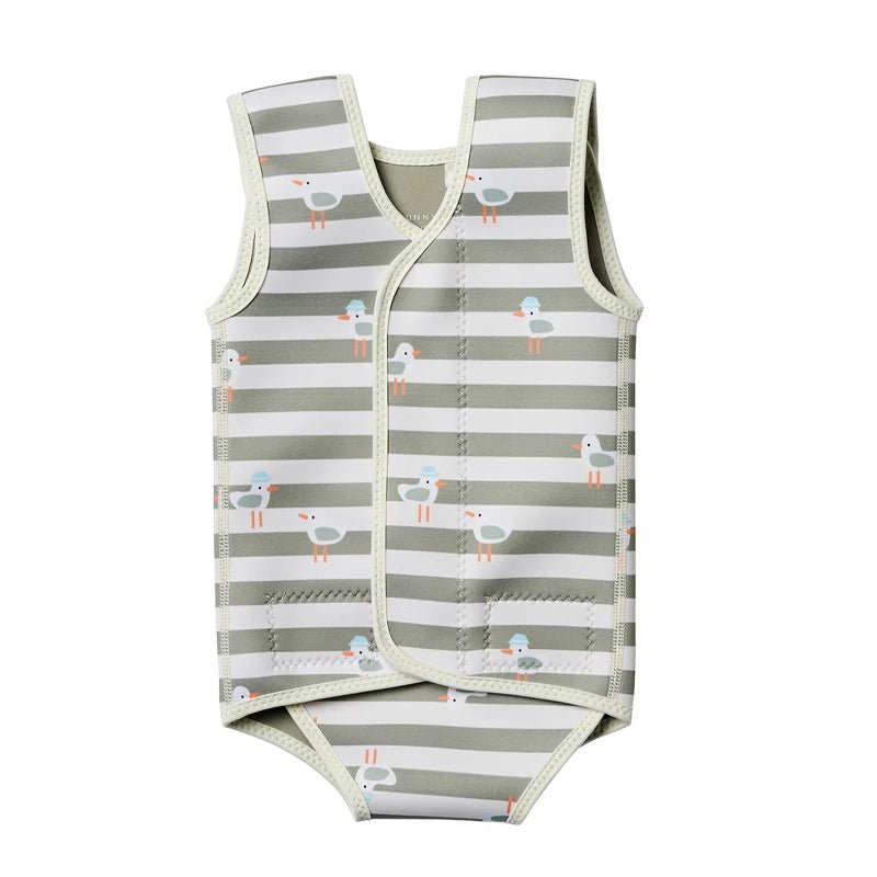 Baby Swim Vest - Sammy the Seagull Green Stripe