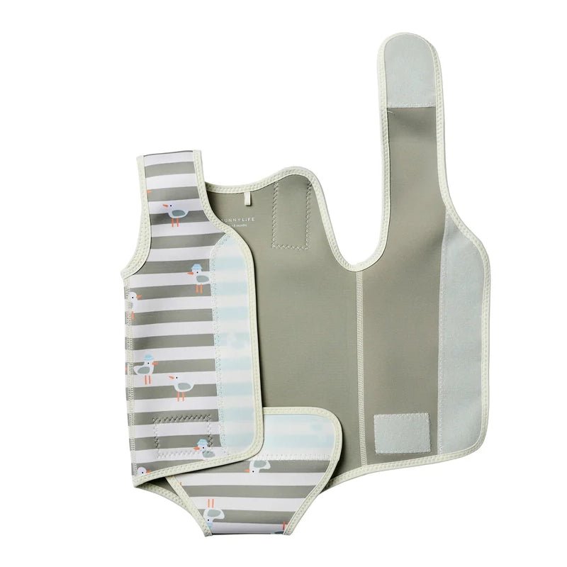 Baby Swim Vest - Sammy the Seagull Green Stripe