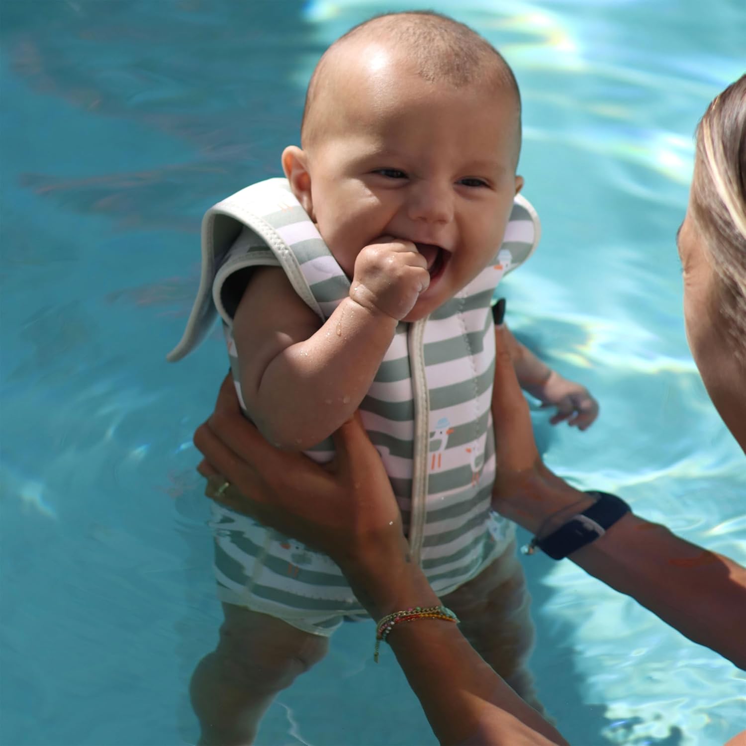 SUNNYLIFE Baby Wetsuits - Sammy the Seagull Green Stripe in Kuwait - Waha Lifestyle
