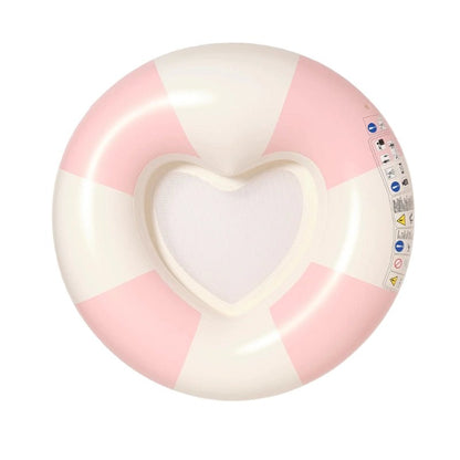 Inflatable Luxe Pool Ring - Stole My Heart Pink Stripe