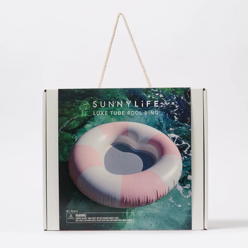 Inflatable Luxe Pool Ring - Stole My Heart Pink Stripe