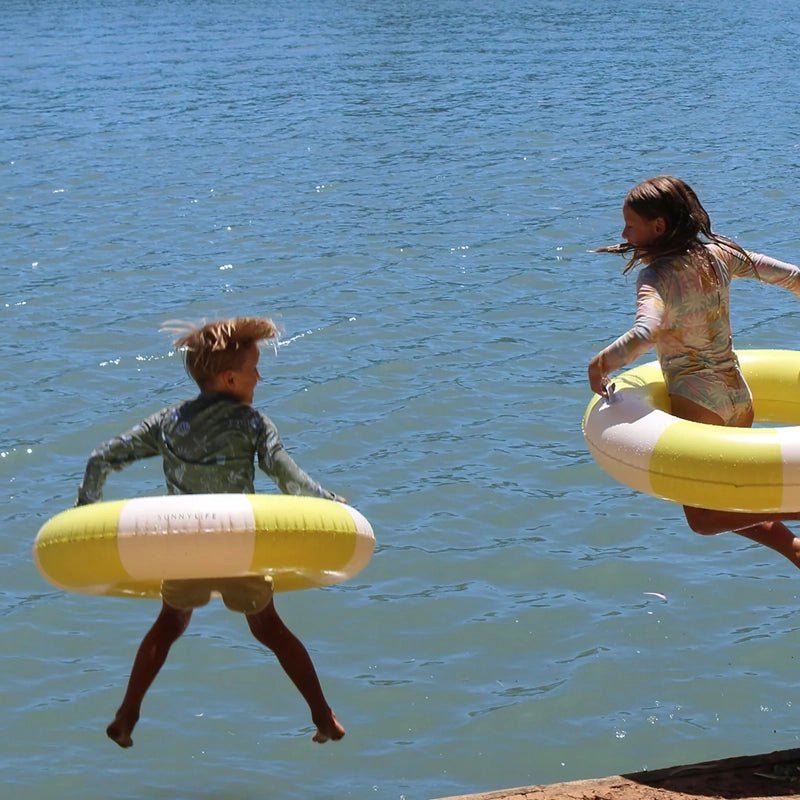 Inflatable Slim Tube Pool Ring - Tides Out Citrus Stripe