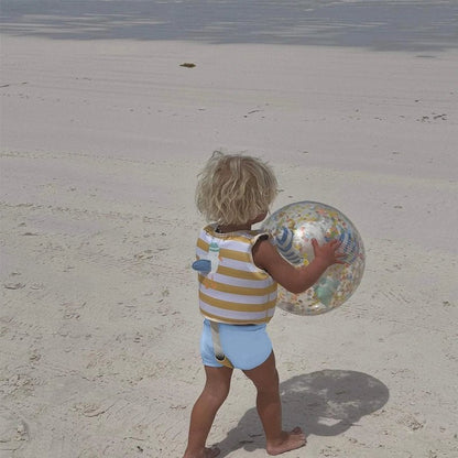 Swim Vest For Kids - Sammy the Seagull Mustard Stripe