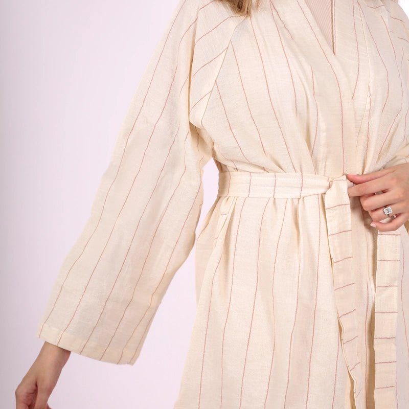 Tardu Cotton Kimono With Long Sleeves - Beige - Waha Lifestyle