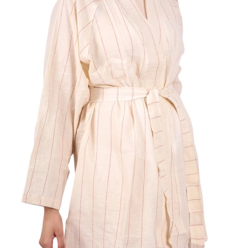 Tardu Cotton Kimono With Long Sleeves - Beige - Waha Lifestyle