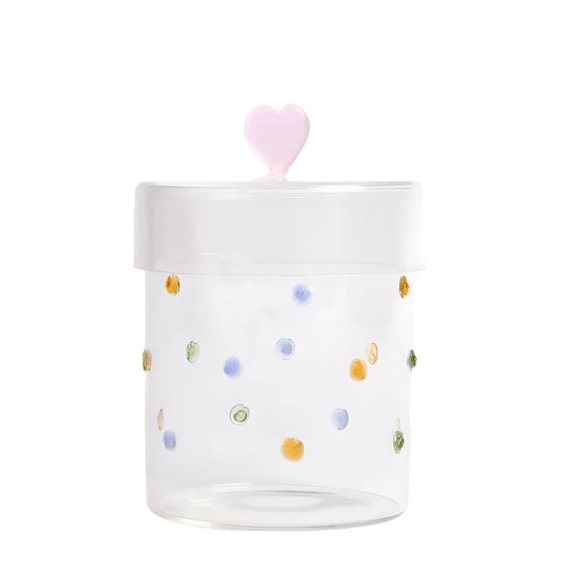 Textured Dotty Glass Storage Jar With Lid - Waha Lifestyle