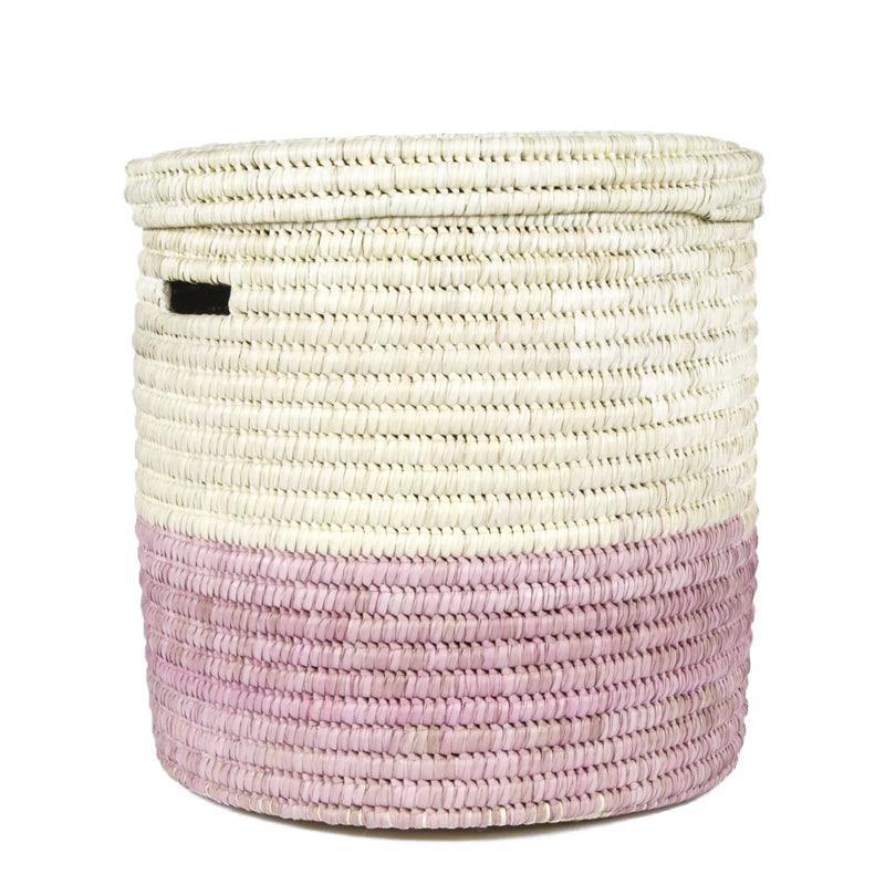 The Basket Room Hapa Lidded Laundry Basket - Dusky Pink - Waha Lifestyle