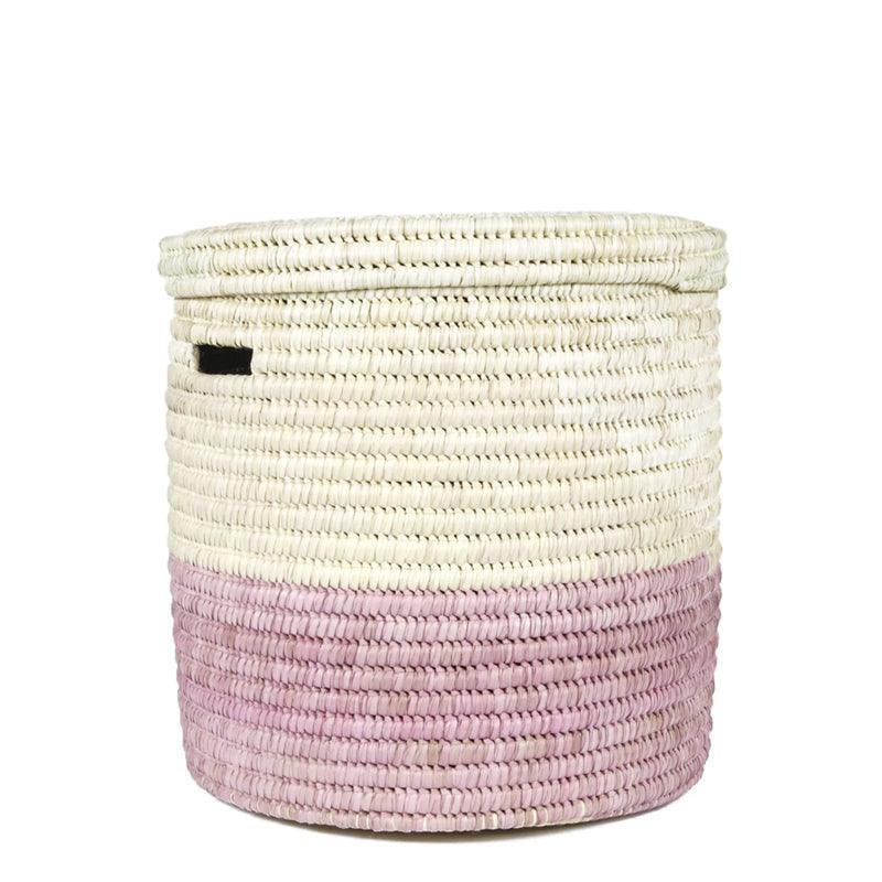 The Basket Room Hapa Lidded Laundry Basket - Dusky Pink - Waha Lifestyle