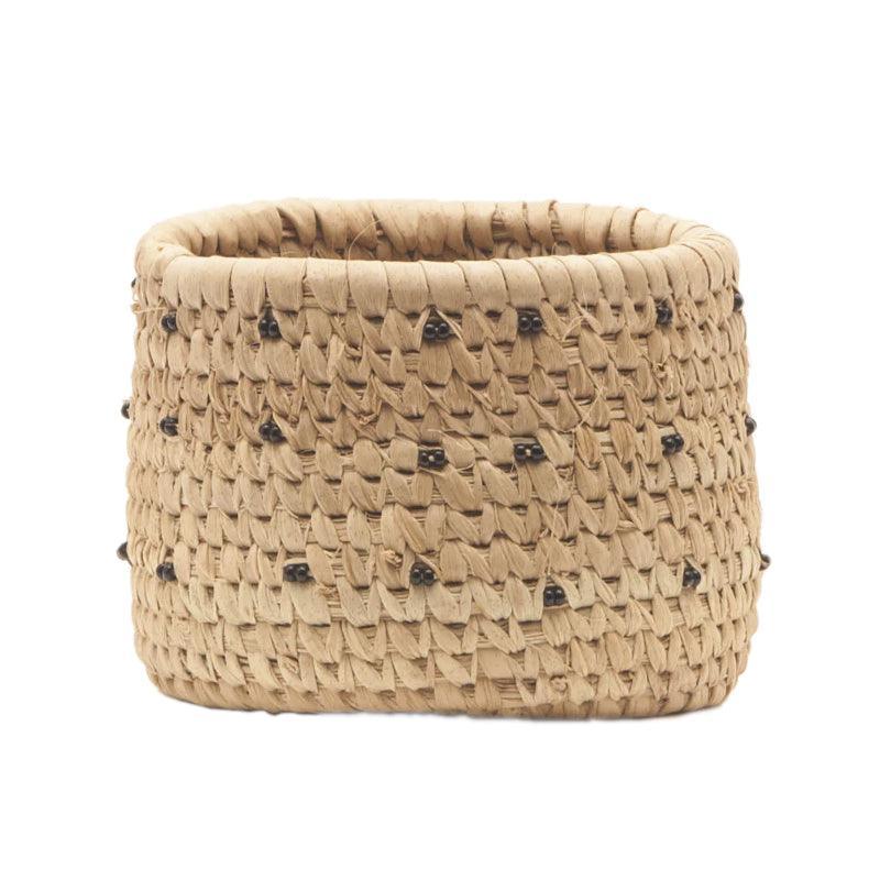 The Basket Room Kimbia Black Spotted Beaded Basket - Small - Waha Lifestyle