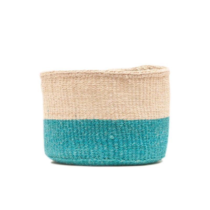 The Basket Room Lazima Woven Basket - Turquoise - Waha Lifestyle