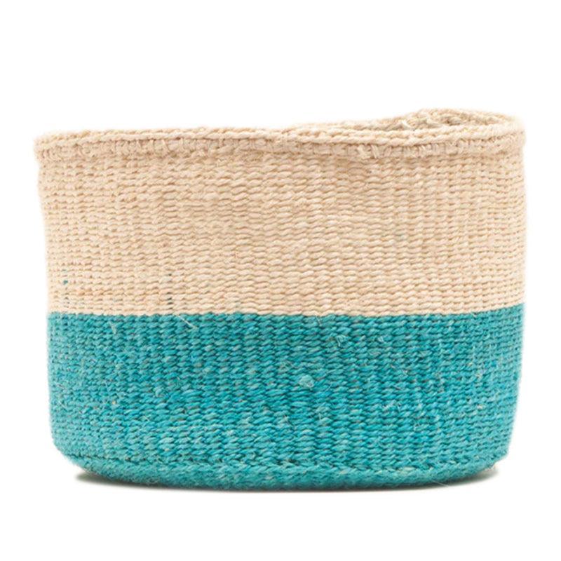 The Basket Room Lazima Woven Basket - Turquoise - Waha Lifestyle