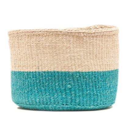 The Basket Room Lazima Woven Basket - Turquoise - Waha Lifestyle