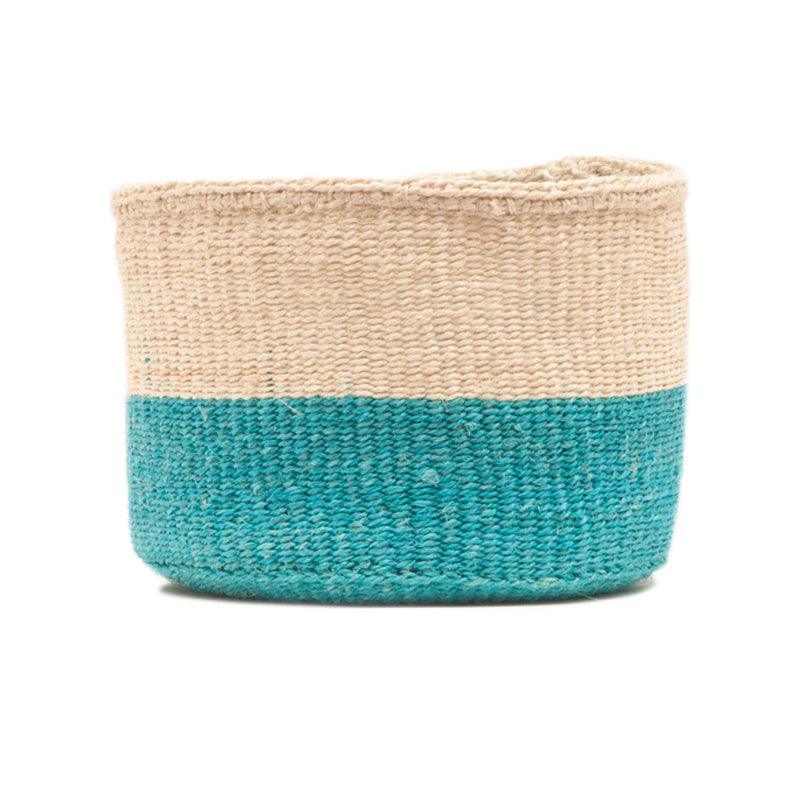 The Basket Room Lazima Woven Basket - Turquoise - Waha Lifestyle