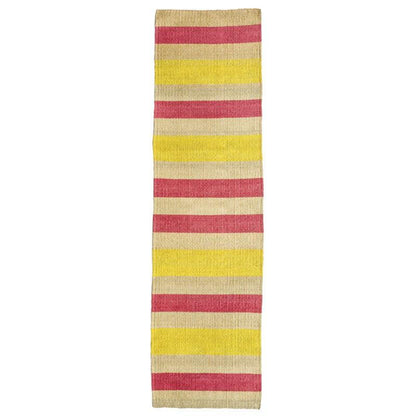 The Basket Room Makali Woven Sisal Floor Runner - Pink &amp; Yellow - Waha Lifestyle