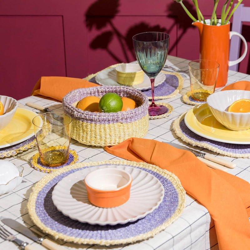 The Basket Room Mosi Woven Placemat - Lavender & Yellow - Waha Lifestyle
