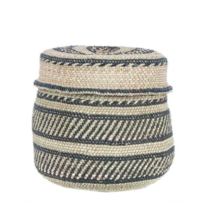 The Basket Room Nyumba Lidded Storage Basket - Black &amp; Natural - Waha Lifestyle