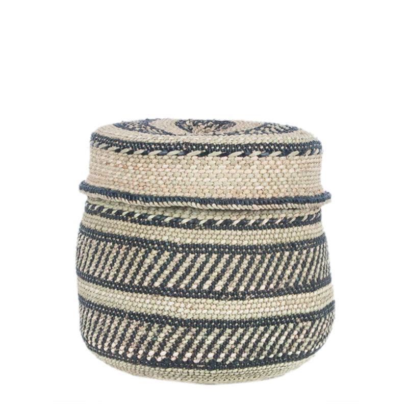 The Basket Room Nyumba Lidded Storage Basket - Black &amp; Natural - Waha Lifestyle