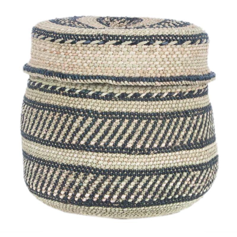 The Basket Room Nyumba Lidded Storage Basket - Black &amp; Natural - Waha Lifestyle