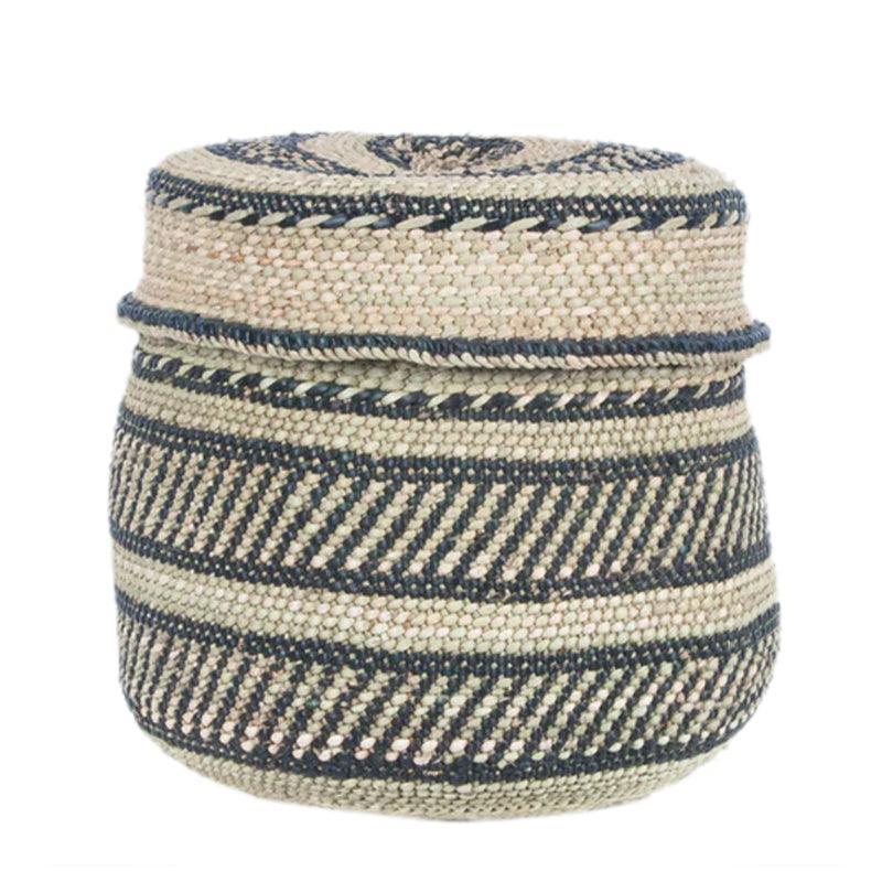 The Basket Room Nyumba Lidded Storage Basket - Black &amp; Natural - Waha Lifestyle