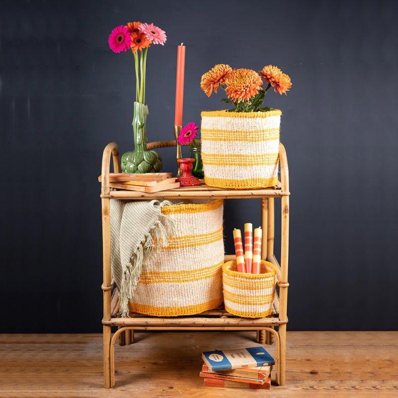 The Basket Room Sifa Woven Storage Basket - Orange Stripe - Waha Lifestyle