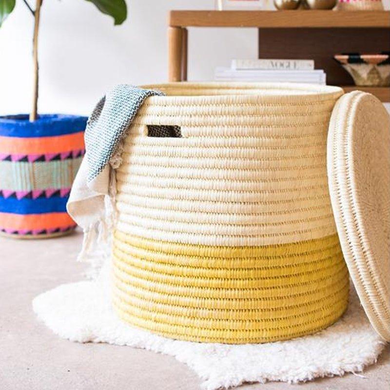 The Basket Room Vipi Lidded Laundry Basket - Yellow - Waha Lifestyle