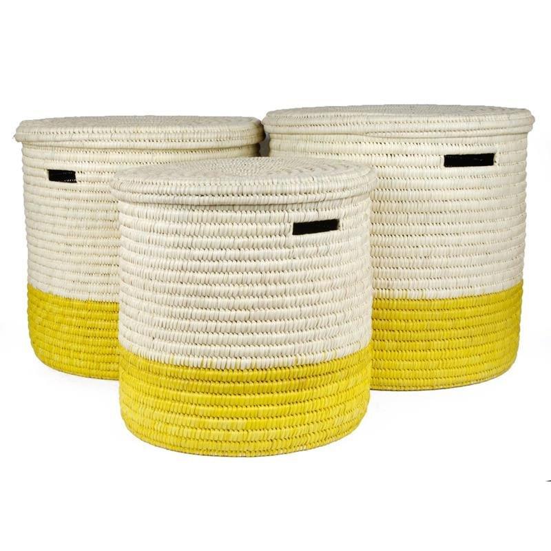 The Basket Room Vipi Lidded Laundry Basket - Yellow - Waha Lifestyle