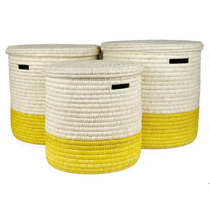 The Basket Room Vipi Lidded Laundry Basket - Yellow - Waha Lifestyle